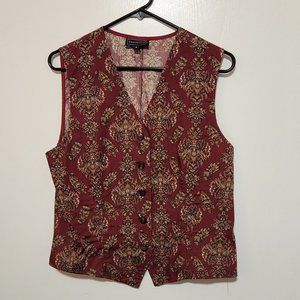 Charter Club vest Sz 8, red multi floral pattern
